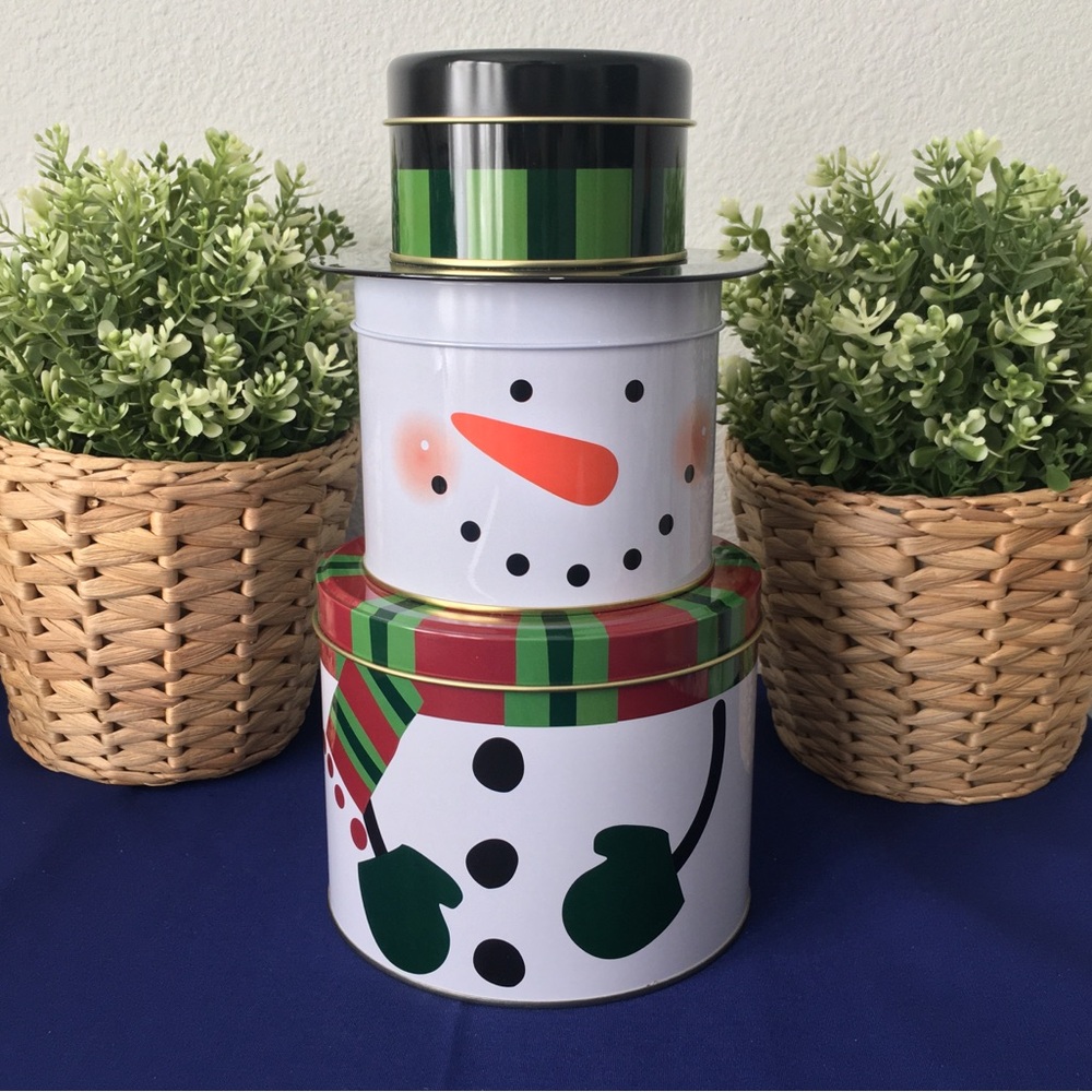 Holiday Snowman Tin Canister